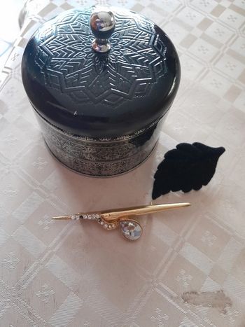 Broche feuille noire
