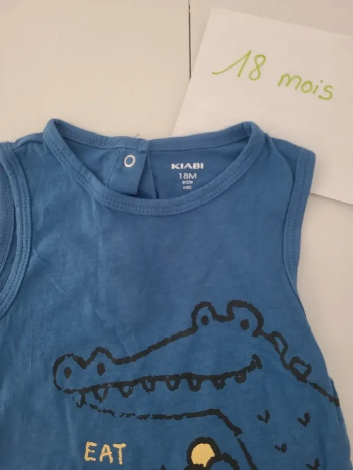 Combishort bleu motif crocodile taille 18mois kiabi - photo numéro 4