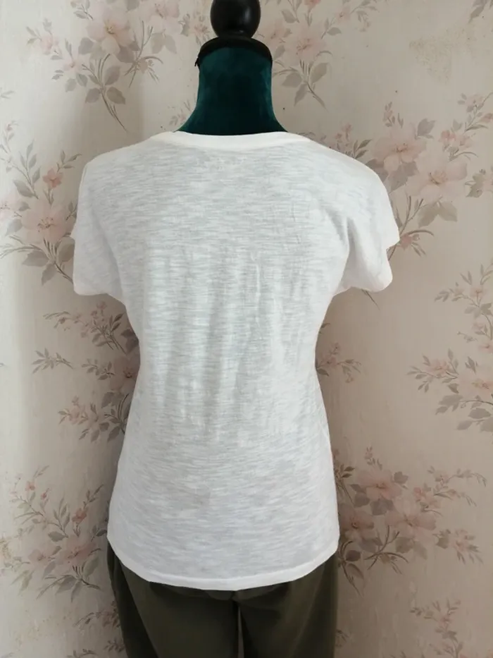 Tee-shirt blanc avec ballerines à paillettes / school rag / (S) - photo numéro 3