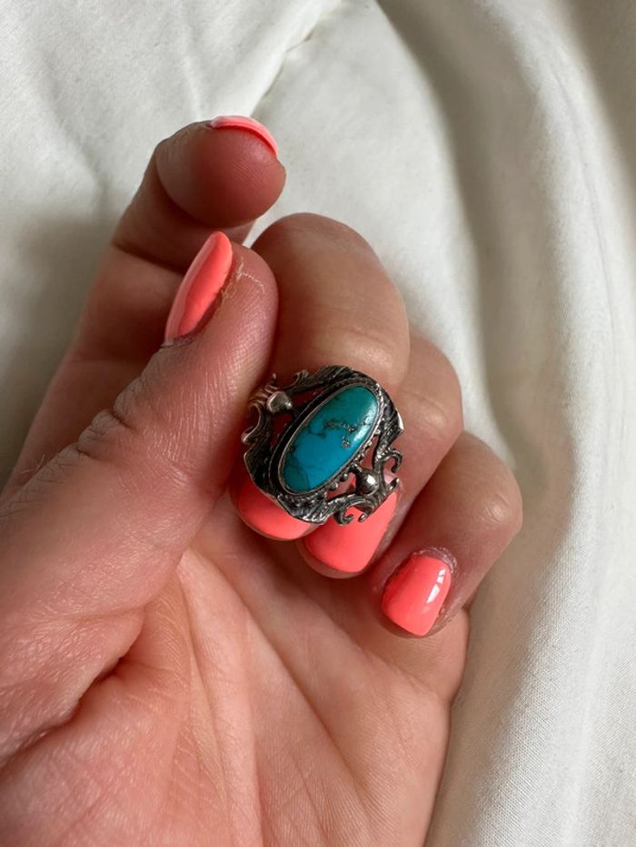 Bague argent et turquoise vintage 🐚