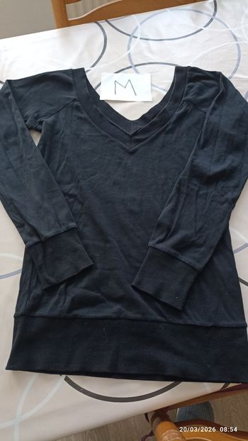 Pull femme M noir col V devant/derrière Pimkies