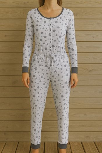Combinaison Pyjama Femme gris à étoiles  – Taille 42/44 – Très bon état