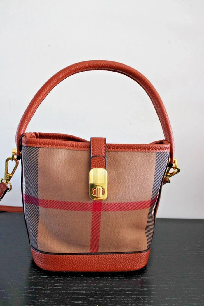 sac a porter en bandoulière ou main toile  tartan + cuir synthétique