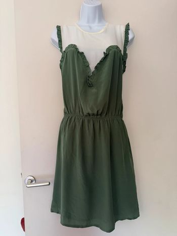 Robe habillée verte et blanche en soie Bel air
