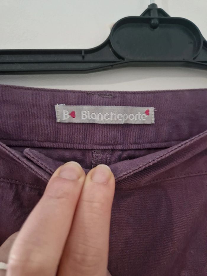 Pantacourt femme violet été Taille 40 TBE blanche porte - photo numéro 2