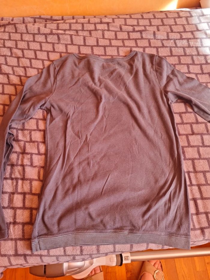 Pull col V Cache Cache (gris), L / 40 / 12 - photo numéro 4