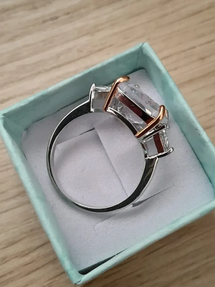 Bague avec grande pierre rectangulaire,couleur Transparente, style Bohème, taille 60 - photo numéro 4