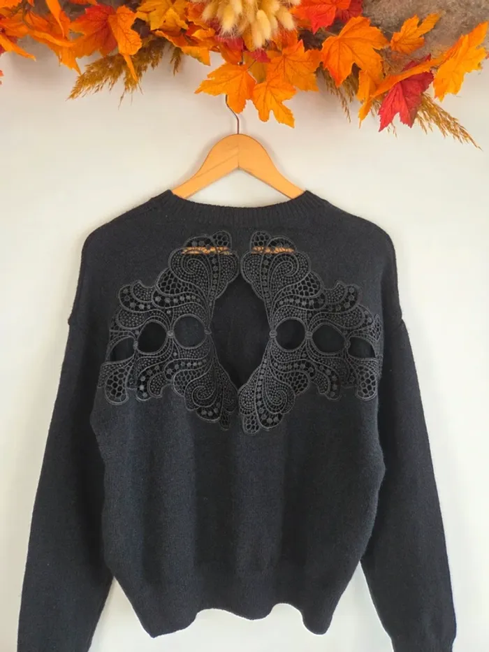 pull noir dos dentelle taille 38 - photo numéro 2