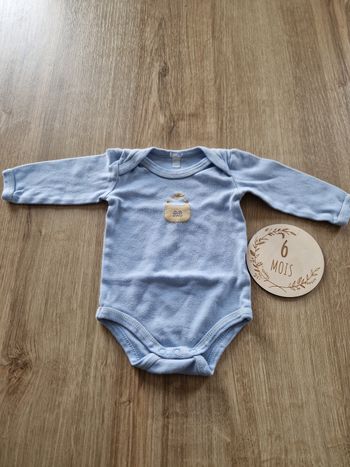 Body Bébé 6 Mois 💙 Bleu Ciel (Taille 68 cm)