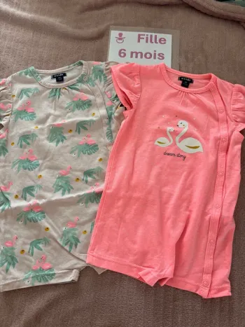 Lot de 2 barboteuses 6 mois