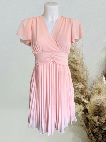 Superbe robe midi plissée femme TU 36/40 rose