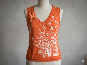 t shirt sans manches orange imprimé col V Taille M Zara Neuf