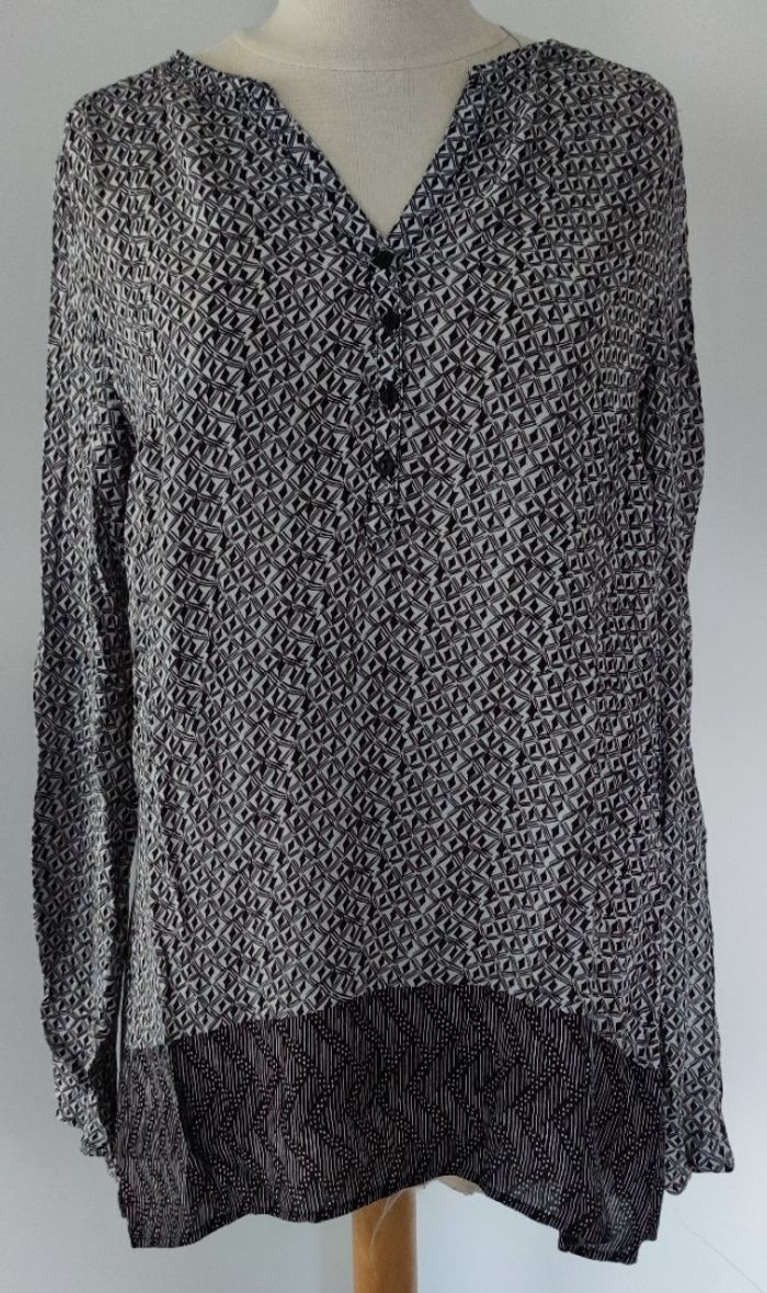 Blouse femme Camaïeu taille L – Noire à motif – Neuve sans étiquette – 100 % viscose
