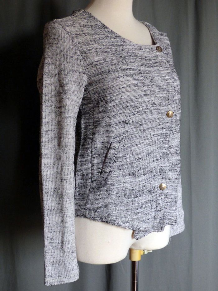 Veste chinée blanche et noire Zara - photo numéro 2