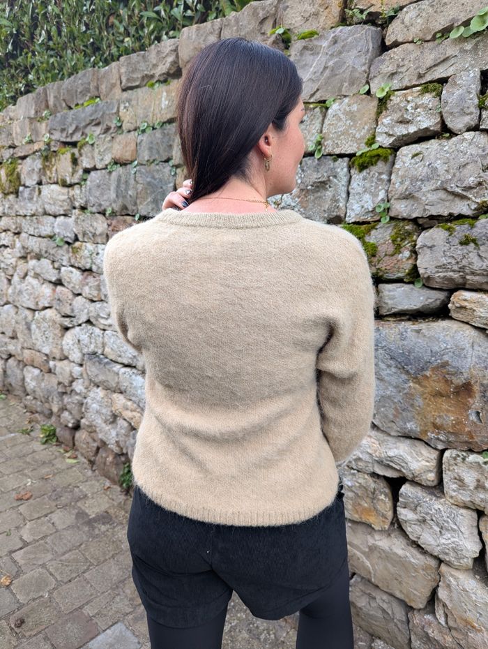 Pull beige camel Fleurs sequins col rond
Taille unique - photo numéro 4