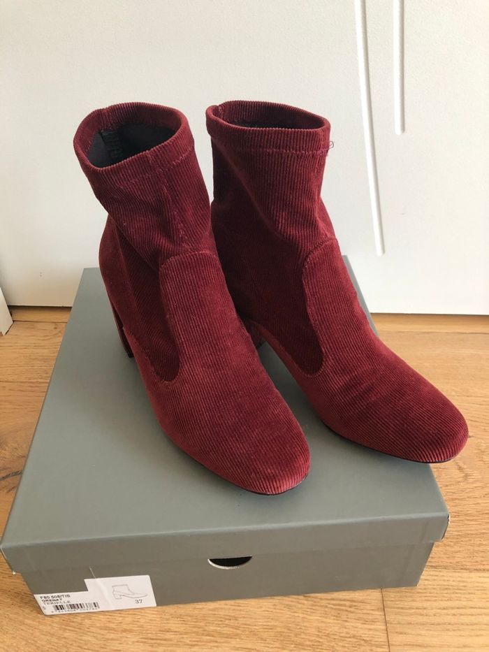 Bottines velours et cuir bordeaux Minelli - photo numéro 4