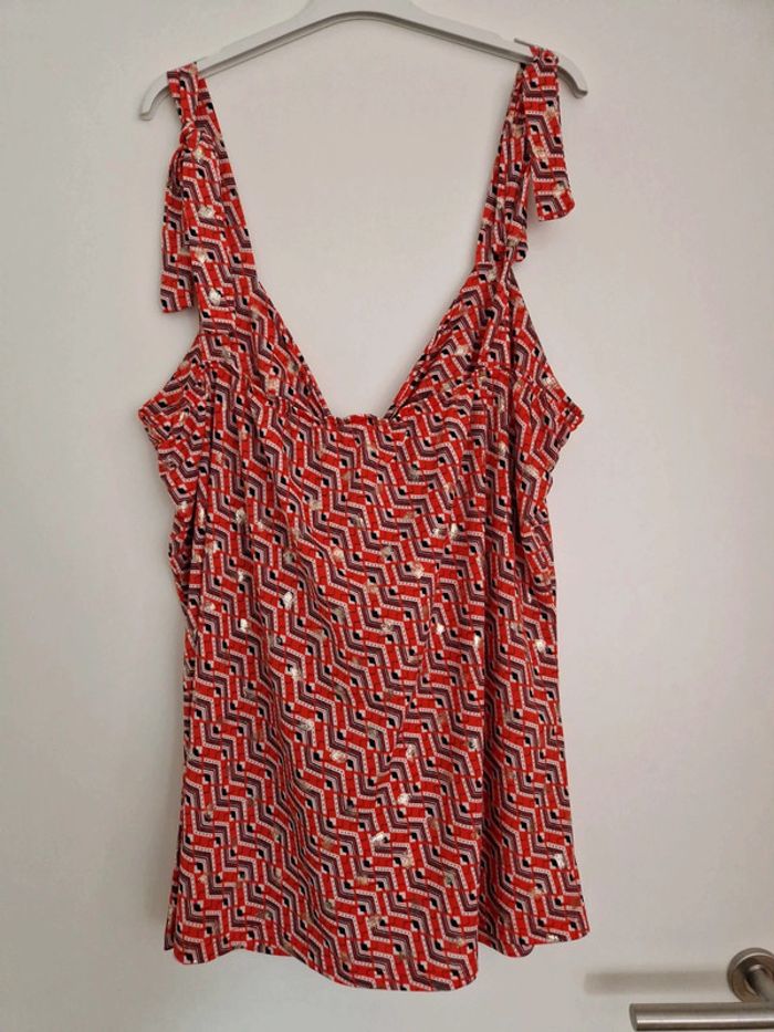 Débardeur été fluide femme Paprika orange géométrique L - photo numéro 5