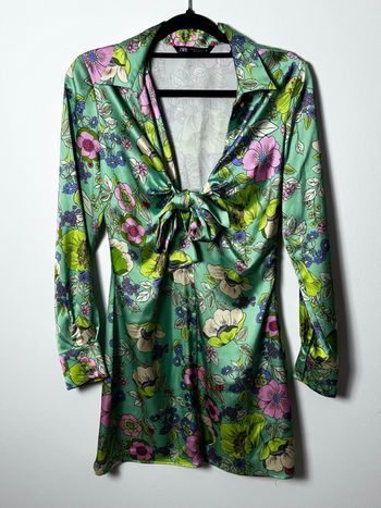 Robe Zara. Verte fleurie esprit rétro chic