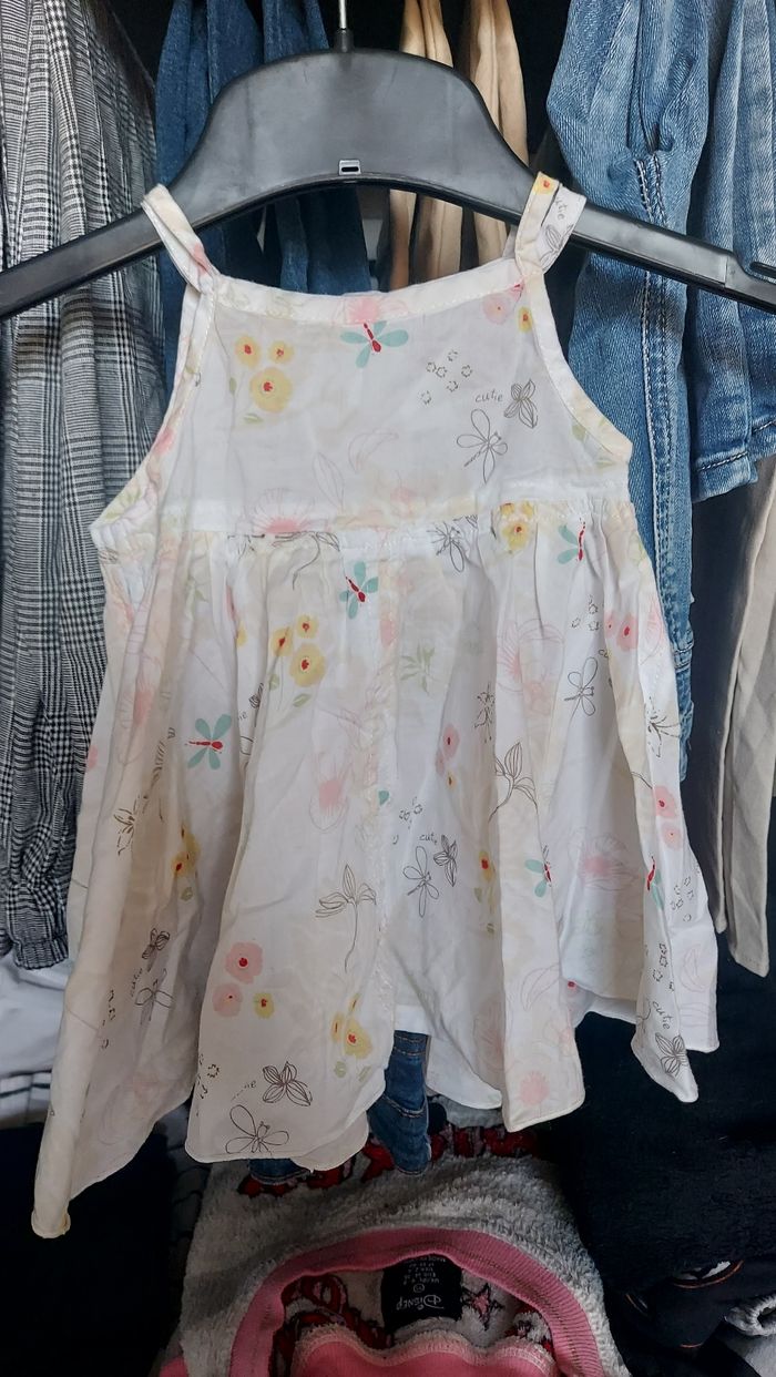 Robe blanche fleurie 74cm Baby club