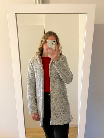Manteau long gris chiné