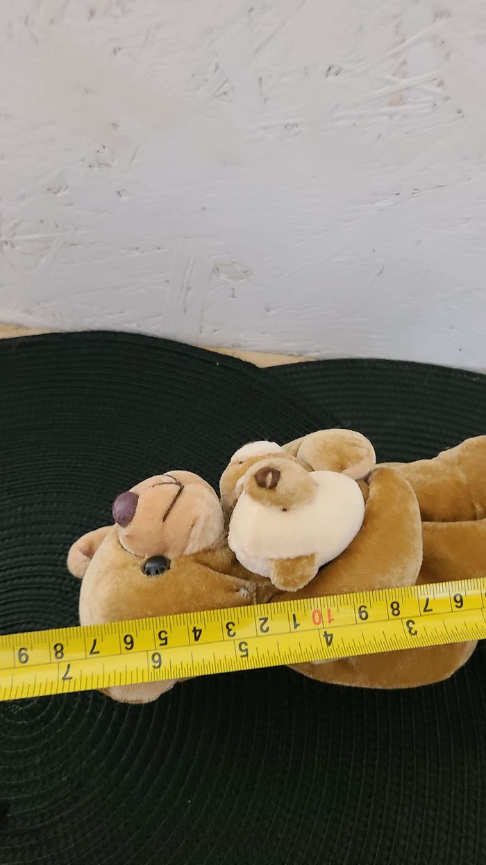 Petite Peluche doudou Maman ou Papa ours et ses 2 bébés GIPSY marron beige 14 cm - photo numéro 4