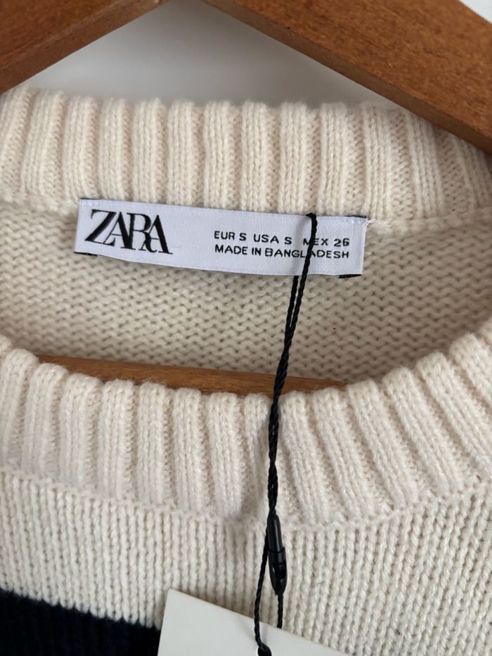 Robe épaisse longue Zara crème/noire S(oversize) - photo numéro 3