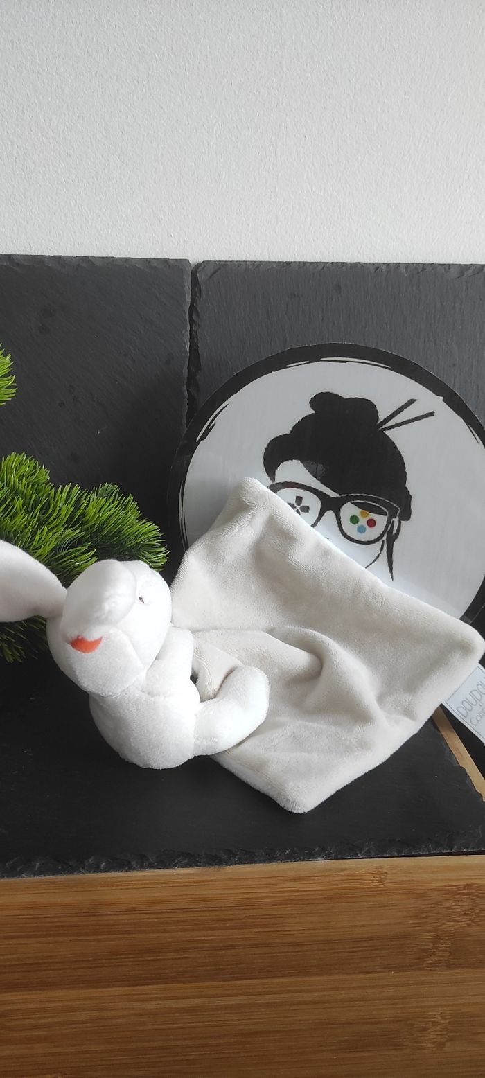 doudou et compagnie lapin blanc mouchoir hôpital privé de parly II le chesnay rouge DC3144RS - photo numéro 2