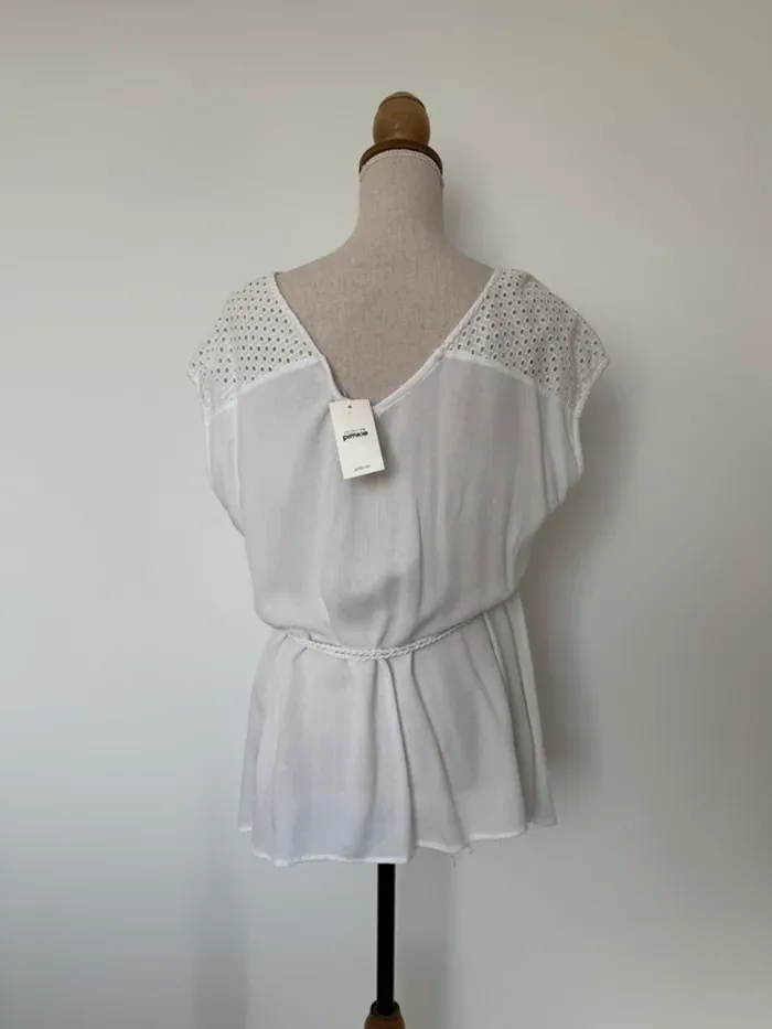 Haut t-shirt fluide blouse camicia blusa Camicetta camisa top crochet Ricamo Tanktop Camiseta - photo numéro 2
