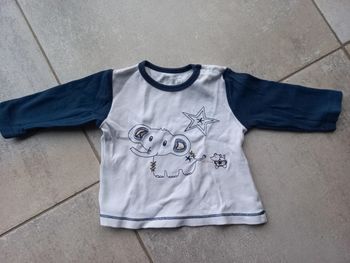 Tee-shirt manches longues Tip&Pit bleu marine et blanc 3 mois