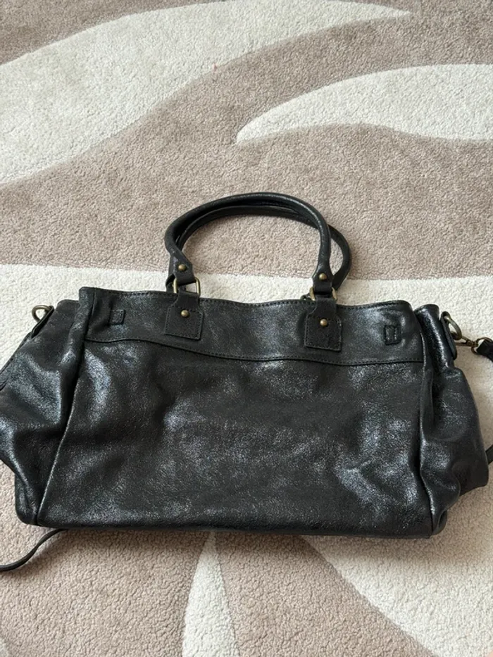 Grand sac noir en cuir véritable – Genuine leather - photo numéro 7