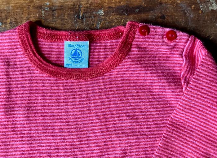 Tee-shirt raye rose et rouge 18m Petit Bateau - photo numéro 2