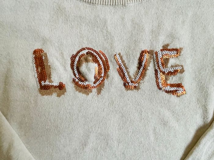Pull beige fille 9-10 ans sequins LOVE – Tex - photo numéro 2