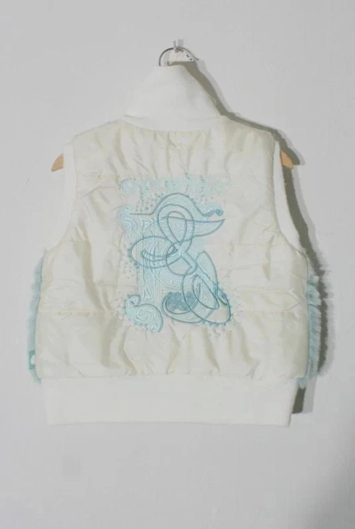 Doudoune sans manche blanche avec fourrure bleue Pampolina 6 ans - photo numéro 4