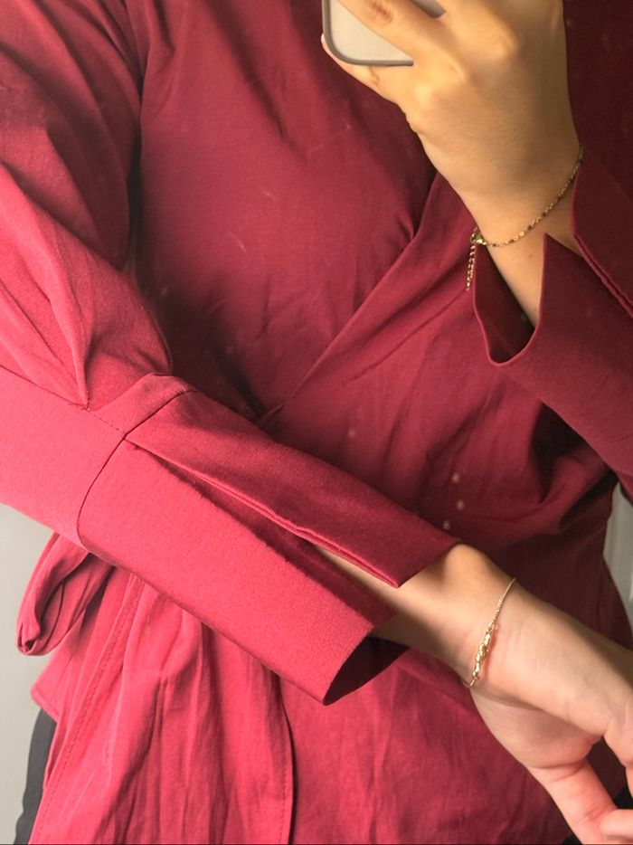 Chemise croisée bordeaux - photo numéro 2