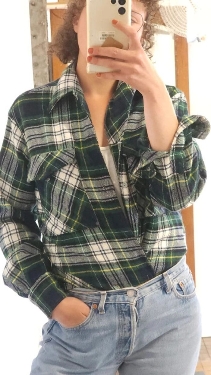 Superbe chemise à carreaux en laine vintage 80s bucheron - photo numéro 2