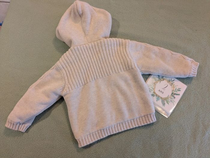 Gilet zippé blanc cassé en maille 24 mois - photo numéro 4