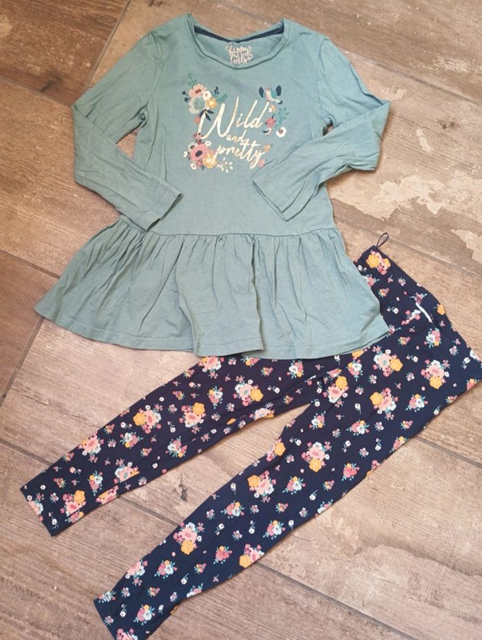 Ensemble (tunique manches longues+legging) Fille 5 ans Oiseau Fleurs C&A