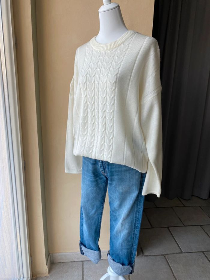 Pull écru torsadé vintage 46/48 - photo numéro 2