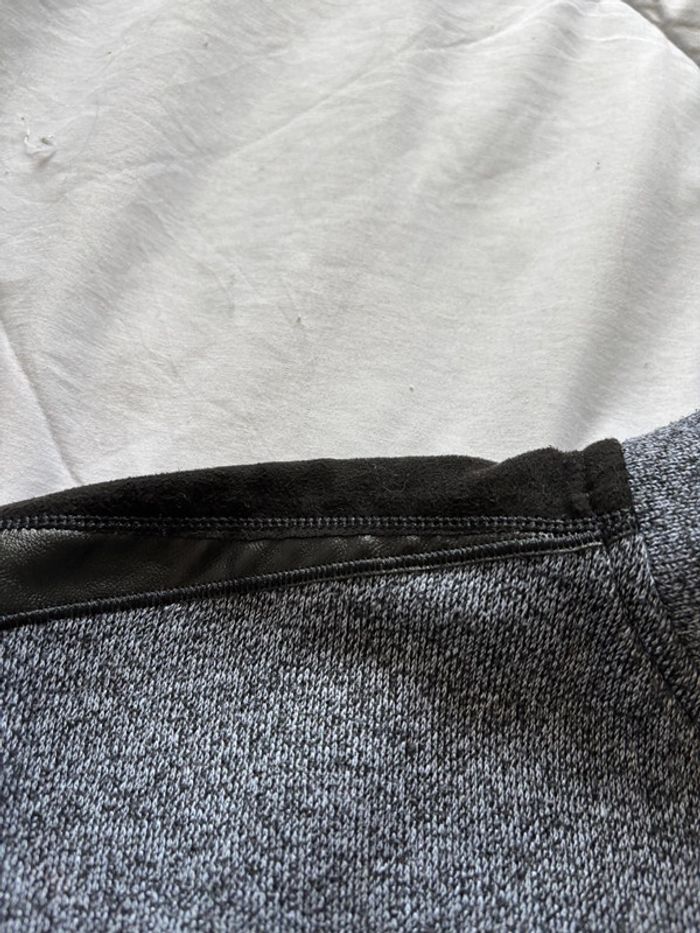 Pull gris noir chine début 2000 y2k homme col V bouton coton taille M - photo numéro 5