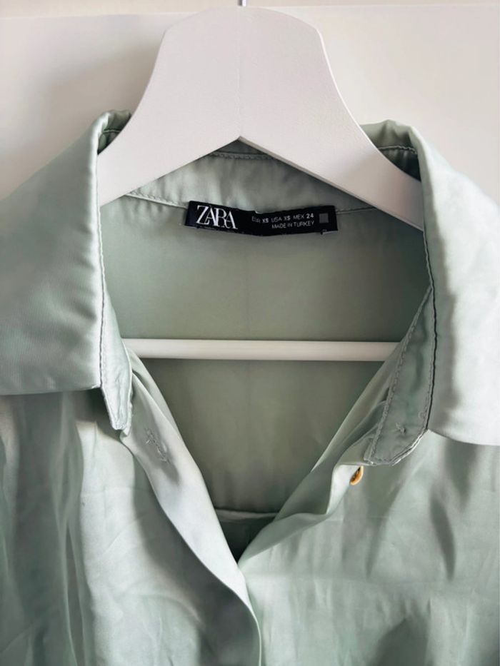 Chemise effet satin oversize vert clair Zara - photo numéro 3