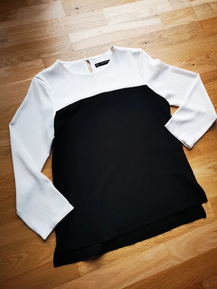 Tee-shirt blouse noir et blanc