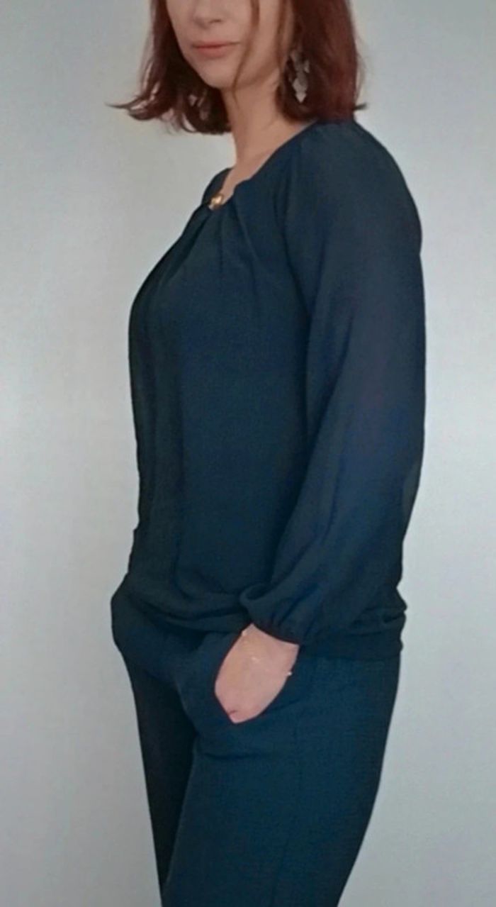 Blouse chic marine manches voiles taille 38 - photo numéro 4