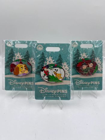 Lot de 3 Pin's Disney Noël - Édition Limitée / Tic&Tac, Wayne et Lanny, belle et le clochard