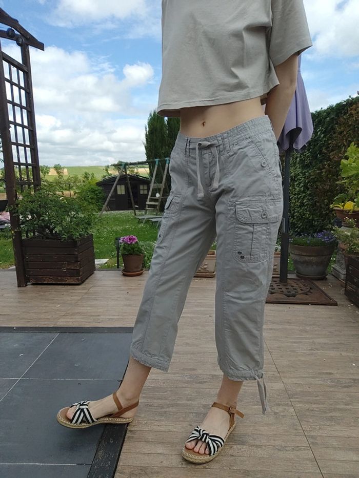 Pantacourt gris clair à lacets taille basse T40 - KWoman - photo numéro 4