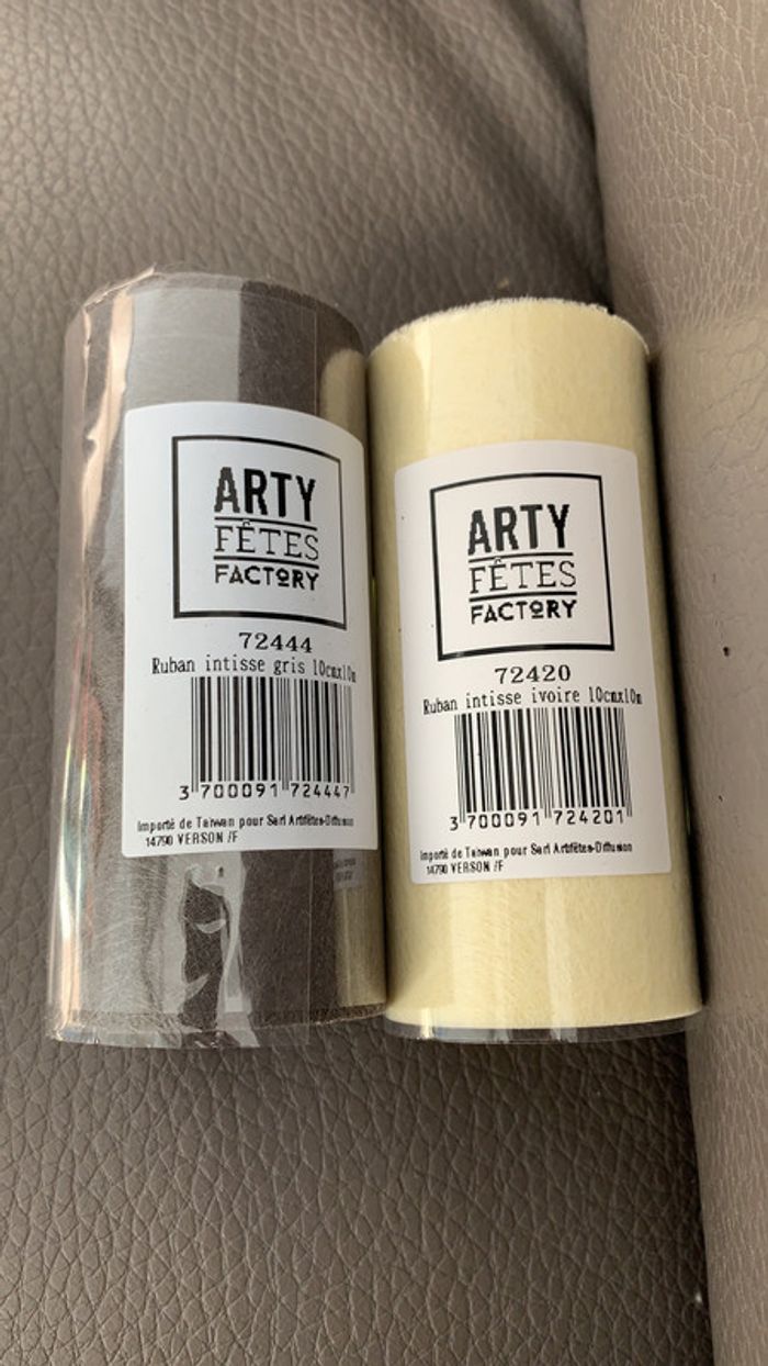 Lot de 2 ruban intisse gris & ivoire