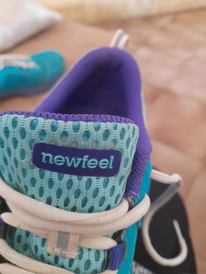 Chaussures sport turquoise vertes violetes - photo numéro 3