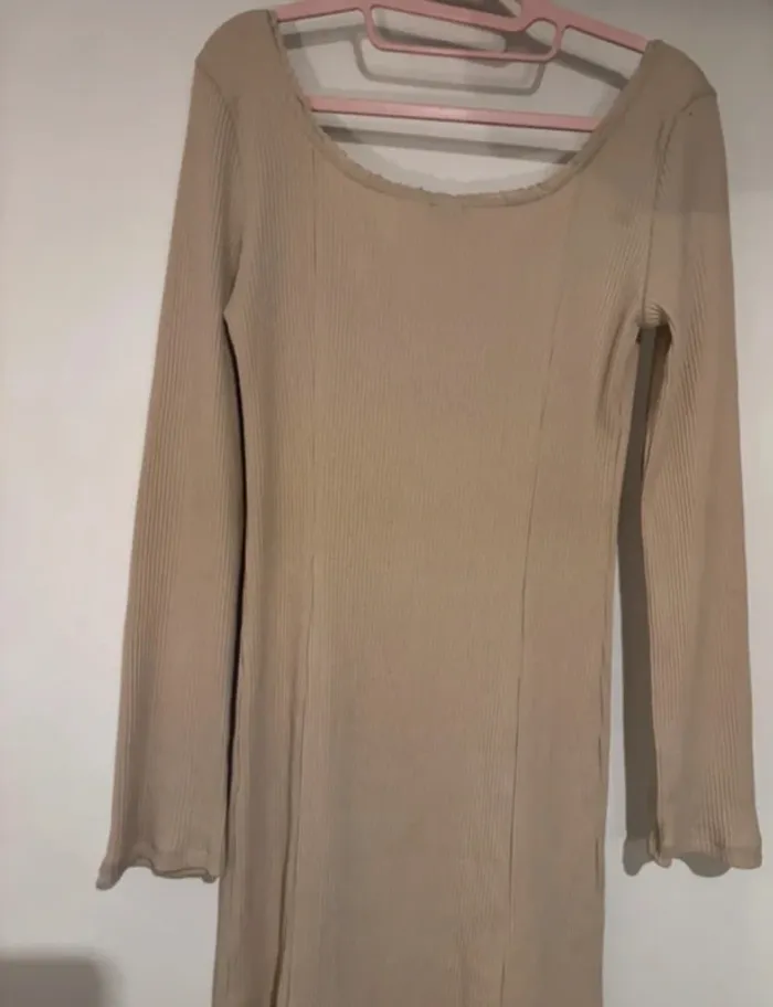 Robe beige côtelée Pimkie - Taille L - photo numéro 7