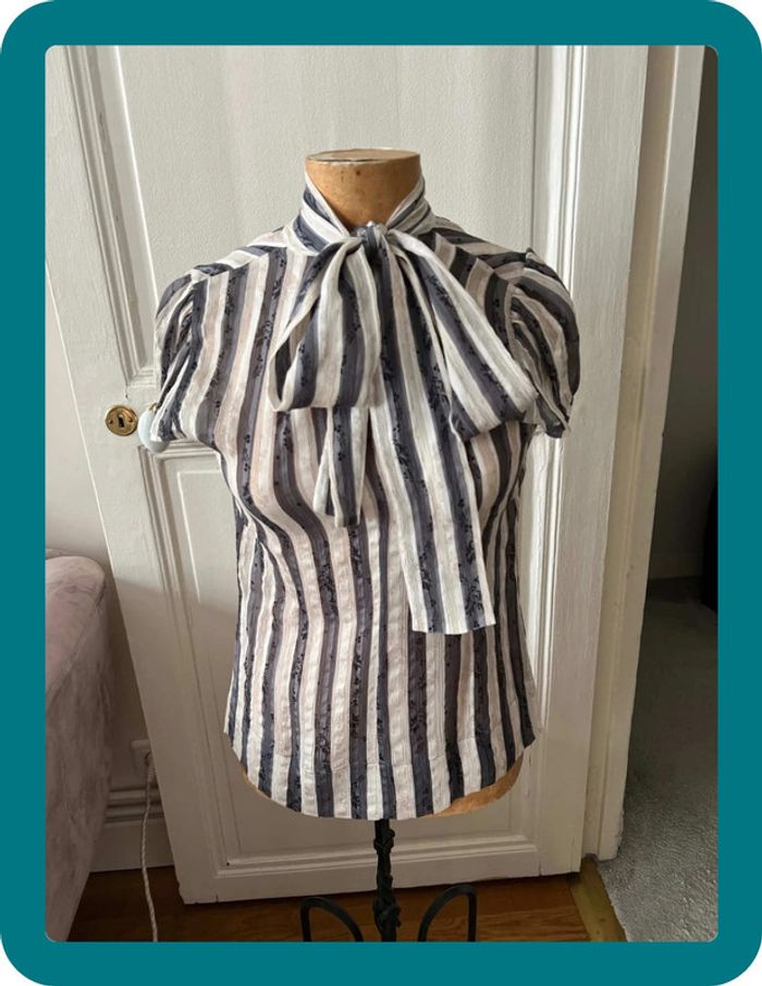 Blouse manches courtes soie noeud au cou xxs- BCBGmaxazria - photo numéro 7
