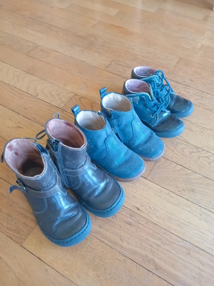 Lot 3 bottines cuir fille pointure 22 Shoopom / FR/ Aster - photo numéro 2