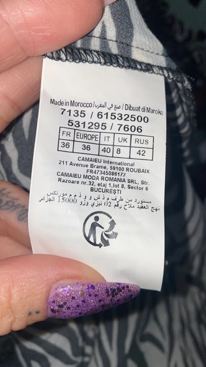 Robe mi longue camaïeu zébrée taille 36 noire et blanche - photo numéro 7